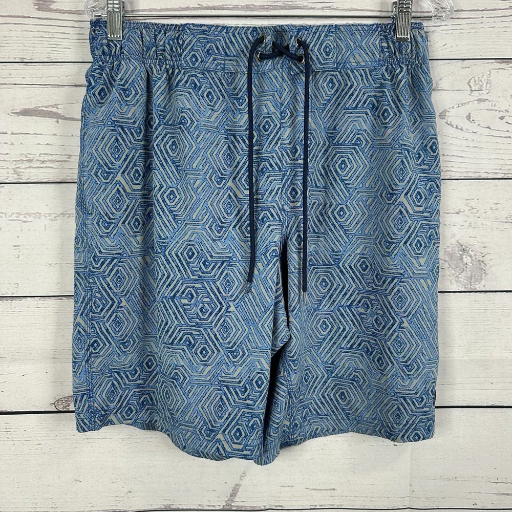 Coolibar Swim Trunks Mens Small Blue‎ Geometric UPF Beach Cruise LINER REMOVED